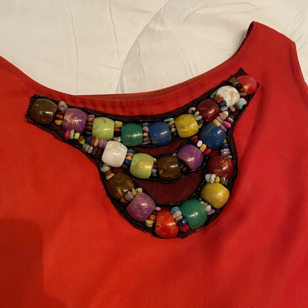 Rare London Beaded neckline orange mini dress ASOS - Picture 2 of 7